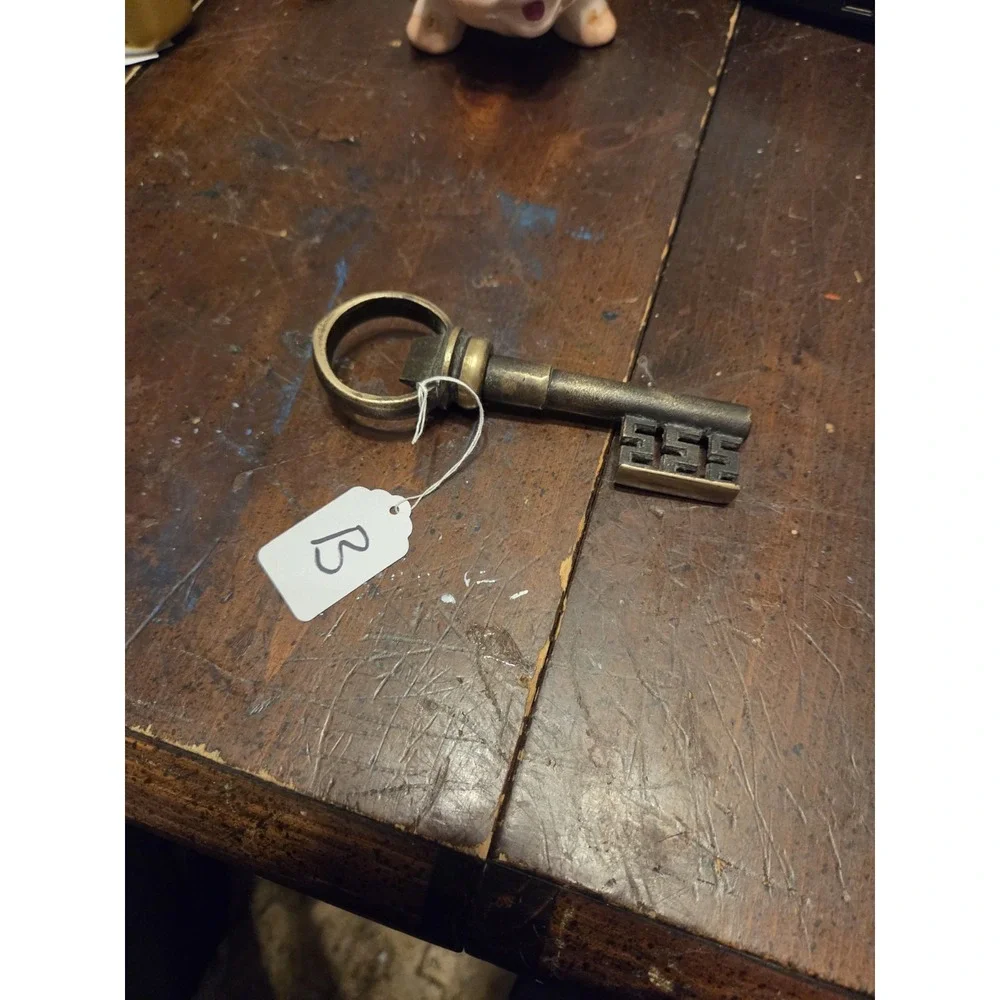 Vintage Brass Key Shaped Wine Key & Bottle Opener Brown Tarnish Finish 5.5